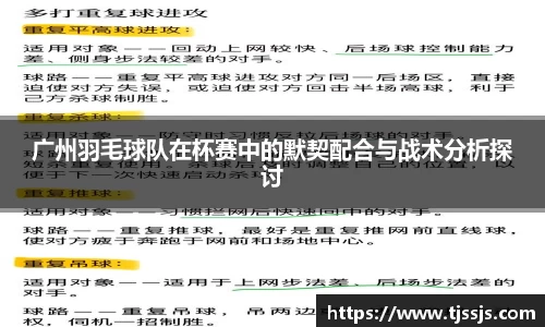 广州羽毛球队在杯赛中的默契配合与战术分析探讨